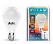 Лампа светодиодная диммируемая Gauss Smart Home E27 8,5W 2700-6500K матовая 1130112
