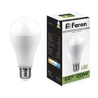 Лампа светодиодная Feron E27 20W 4000K Шар Матовая LB-98 25788