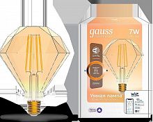 Лампа светодиодная диммируемая филаментная Gauss Smart Home Filament Diamond E27 7W 2500K золотистая 1350112