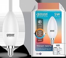 Лампа светодиодная диммируемая Gauss Smart Home E14 5W 2700-6500K матовая 1110112