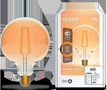 Лампа светодиодная диммируемая филаментная Gauss Smart Home Filament E27 7W 2500K золотистая 1320112